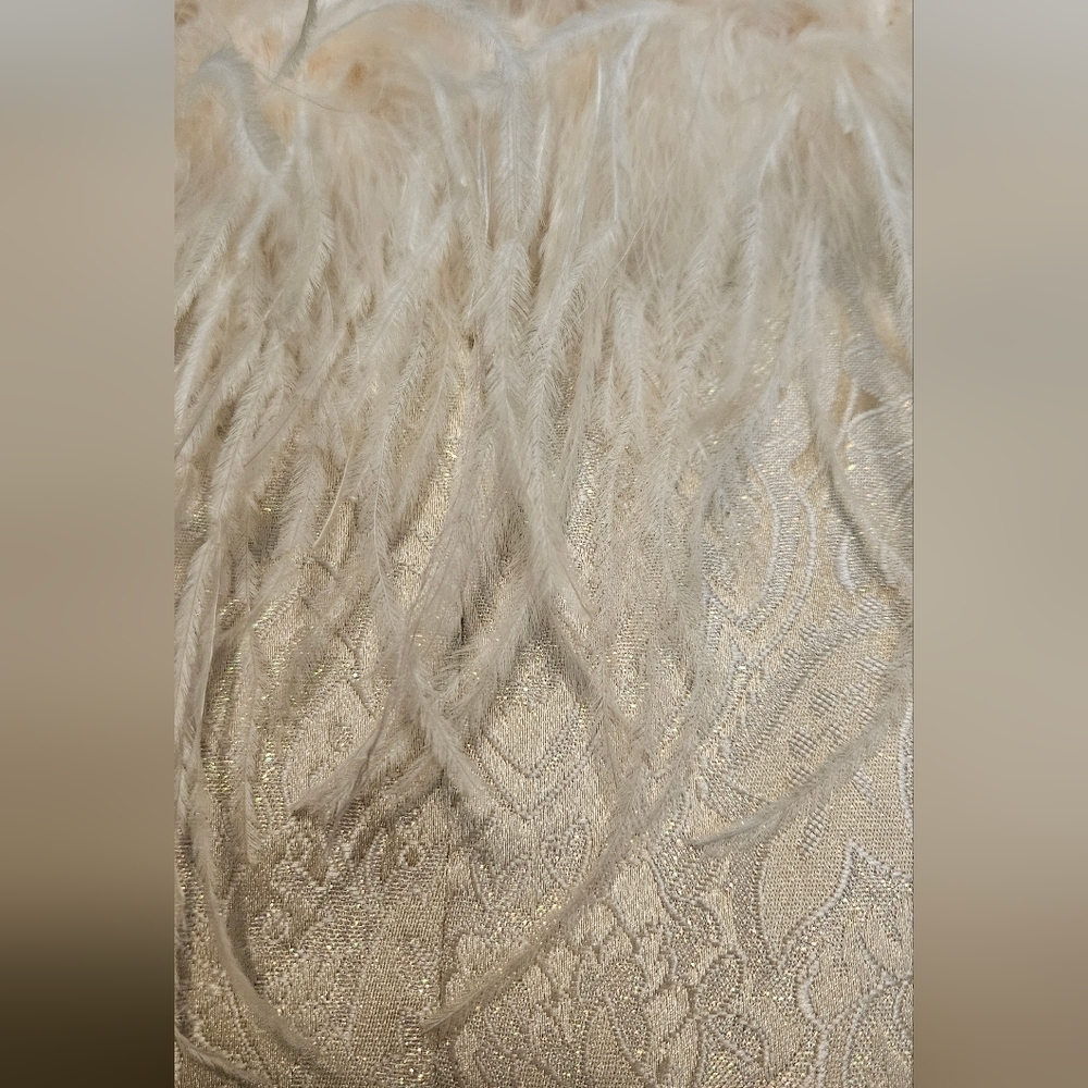Vintage Victor Cosa Gold Paisley Jacket, Ostrich Feather, Rhinestone Buttons. - Picture 10 of 12